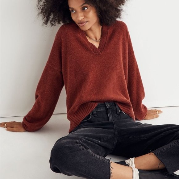 Madewell Wiltshire V-Neck Pullover Wool Blend Sweater in Size M - Picture 1 of 9